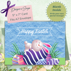 Sleepy Bunny Happy Easter | Custom Designed | 5x7 Printable Greeting Card | Includes Matching Envelope | Instant Download | Print from Home