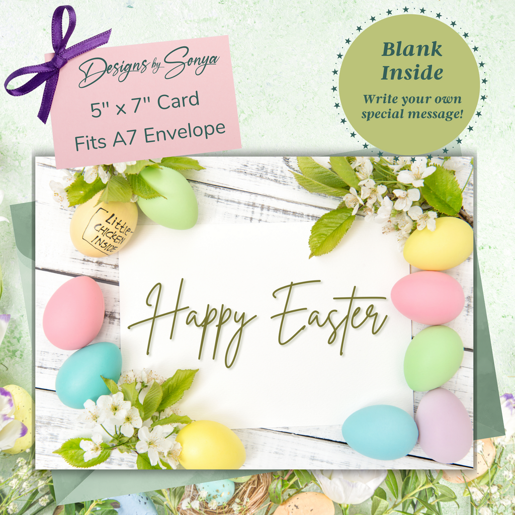 Happy Easter Egg Framed | Custom Designed | 5 x 7 Printable Greeting Card | Matching Envelope Included | Instant Download | Print from Home