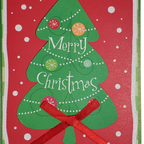 Handcrafted Merry Christmas Tree Card with Ribbon Bow | A7 Holiday Greeting Card | Limited Edition Handmade Christmas Card
