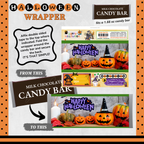 Custom Halloween Digital Candy Bar Wrapper | Printable Candy Bar Covers | Instant Download for Trick-or-Treat Party Favors | Fits 1.55 oz Hershey's Chocolate Bar