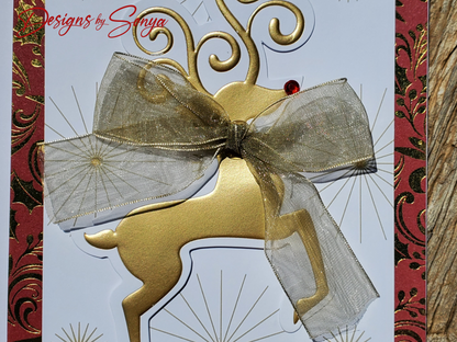 LIMITED EDITION | Elegant Gold Reindeer Christmas Card | 5x7 Luxe Holiday Greeting Card Set | Bespoke Merry Christmas & Happy New Year Card