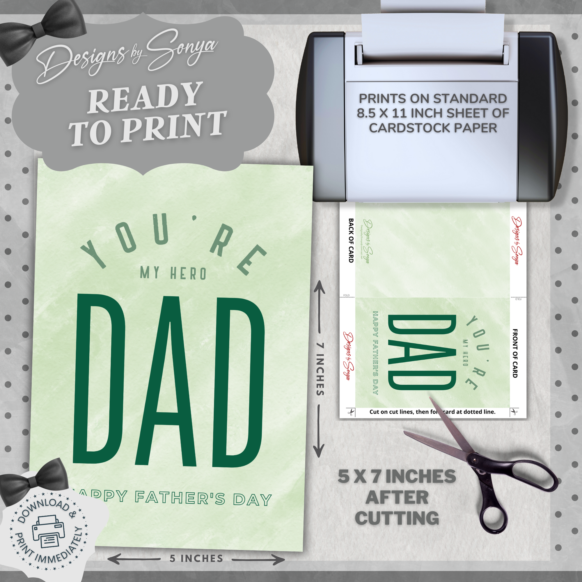 You're My Hero | Simple | Unique | Custom Designed Printable Greeting Card | Matching Message & Envelope | Instant Download | Print at Home