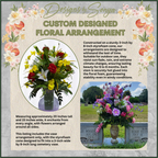 Arrangement Size and Outdoor Placement
20-inch tall, 15-inch wide cemetery floral arrangement in a 3" x 8" styrofoam cone for secure outdoor display, shown at a gravesite for reference.