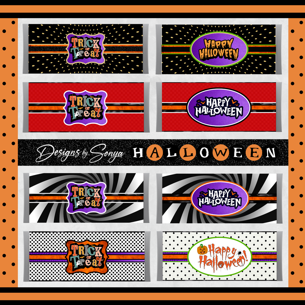 Halloween Gnomes & Spooky Truck Wrapper | Instant Download for Party Favors | Printable Fits 1.55 oz Milk Chocolate Candy Bar