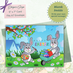 DIY Bunny Printable Easter Greeting Card | Digital Download | 5x7 Folded Card with Envelope | Cute Spring Design | Instant Print at Home