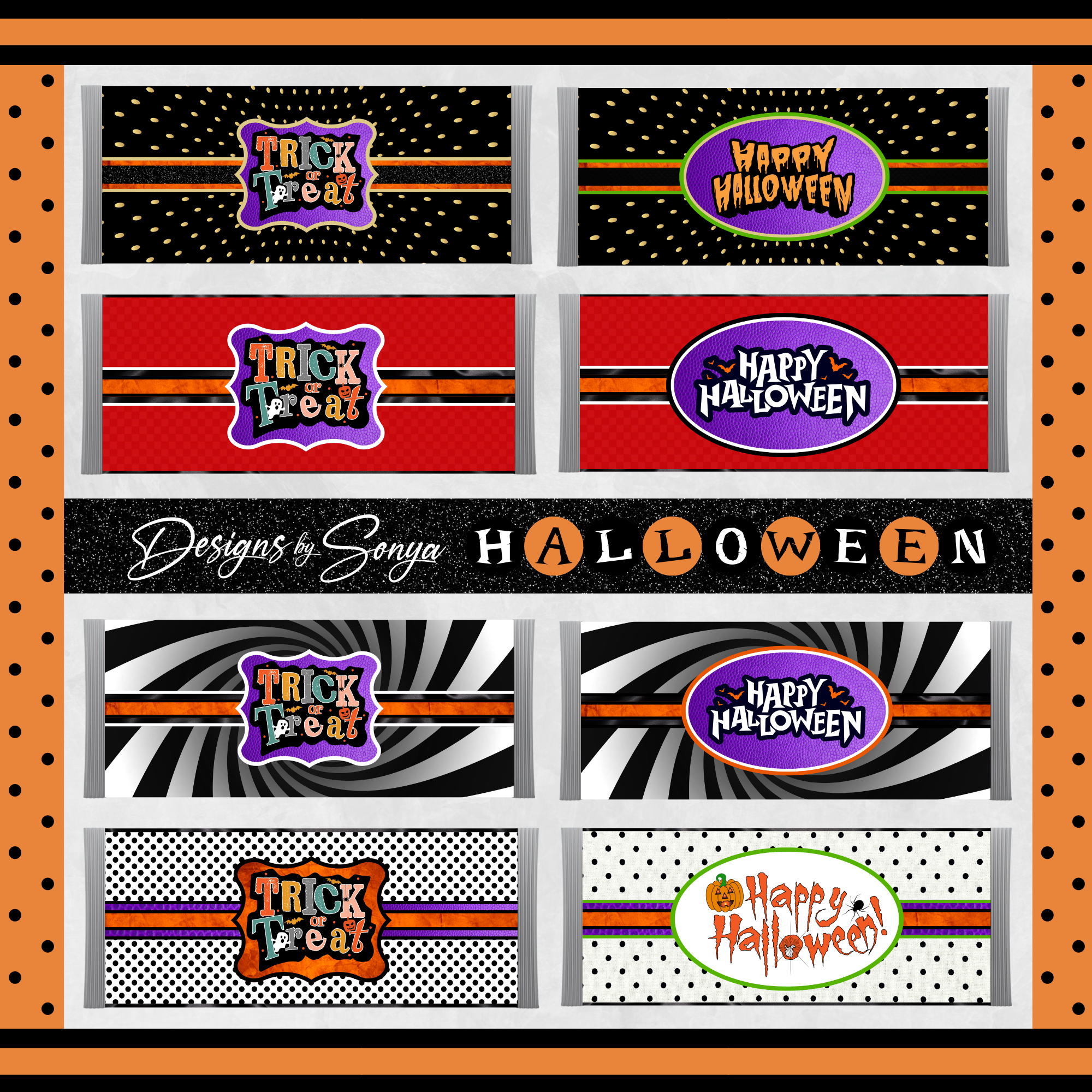 Custom Halloween Digital Candy Bar Wrapper | Printable Candy Bar Covers | Instant Download for Trick-or-Treat Party Favors | Fits 1.55 oz Hershey's Chocolate Bar