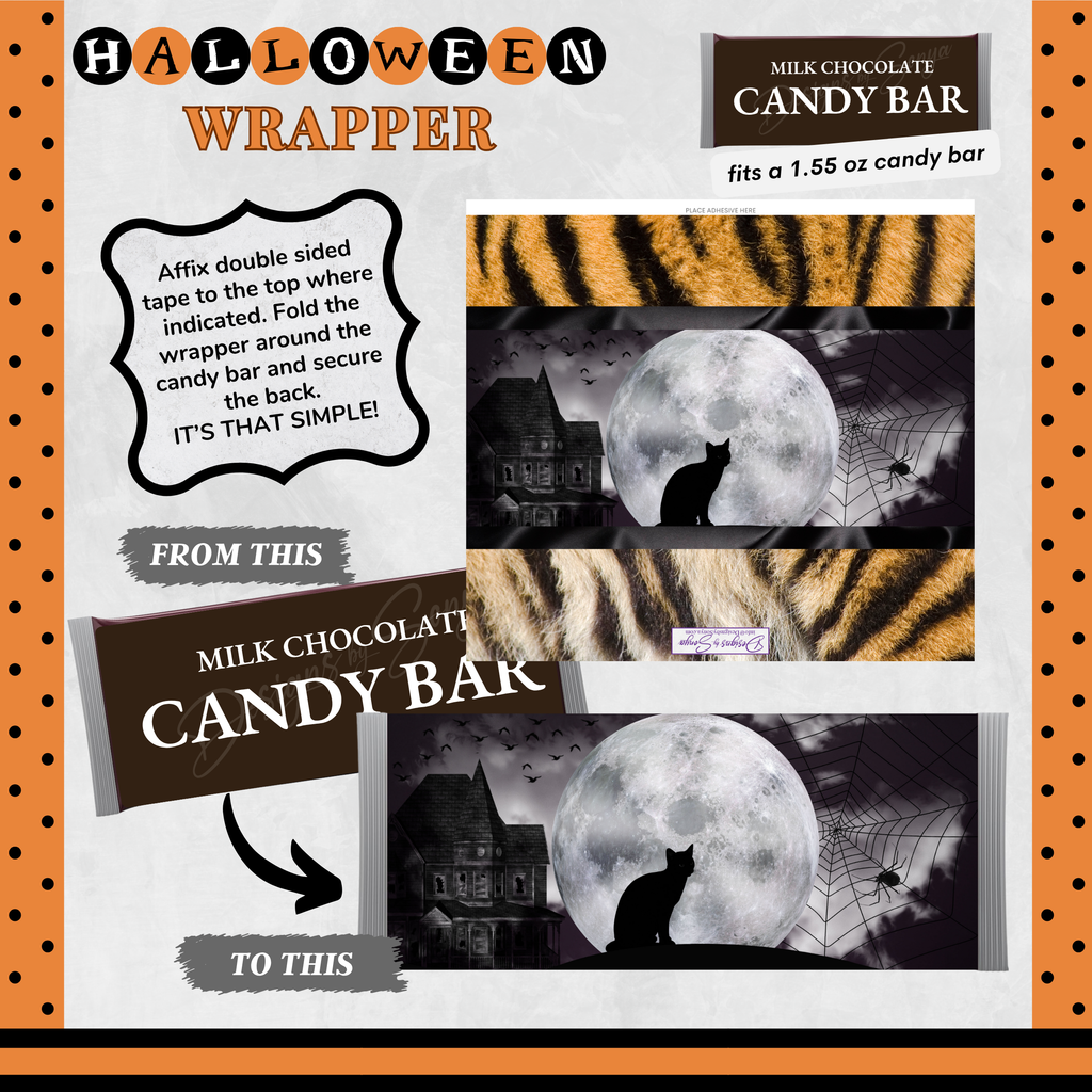 Custom Halloween Digital Candy Bar Wrapper | Printable Candy Bar Covers | Instant Download for Trick-or-Treat Party Favors | Fits 1.55 oz Hershey's Chocolate Bar