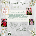 Lifelike Memorial Service Casket Spray to Cemetery Headstone Saddle - Premium Silk Flowers - Roses, Orchids, Lillies, Peonies, Hydrangeas