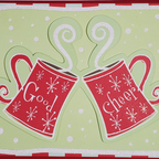 Good Cheer Holiday Card with Red Mugs | Handcrafted A7 Christmas Card | Fun Festive Greeting for Friends, Family, or Corporate Gifting