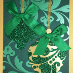 LIMITED EDITION | Elegant Green Ornament Christmas Card | Handcrafted A7 Holiday Greeting with Glitter Accents & Printed Interior Message