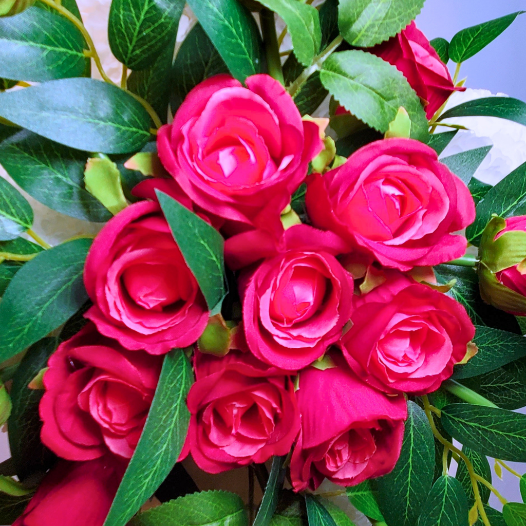 Eternal Love Standing Cross with Red Roses | Sympathy Florals for Funeral, Memorial, Cemetery