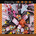 Whimsical Halloween Door Grapevine Wreath | Fun Ghost & Pumpkin Decor | Front Door Wreath | Spooky Entryway Decoration | Pink Door Hanger