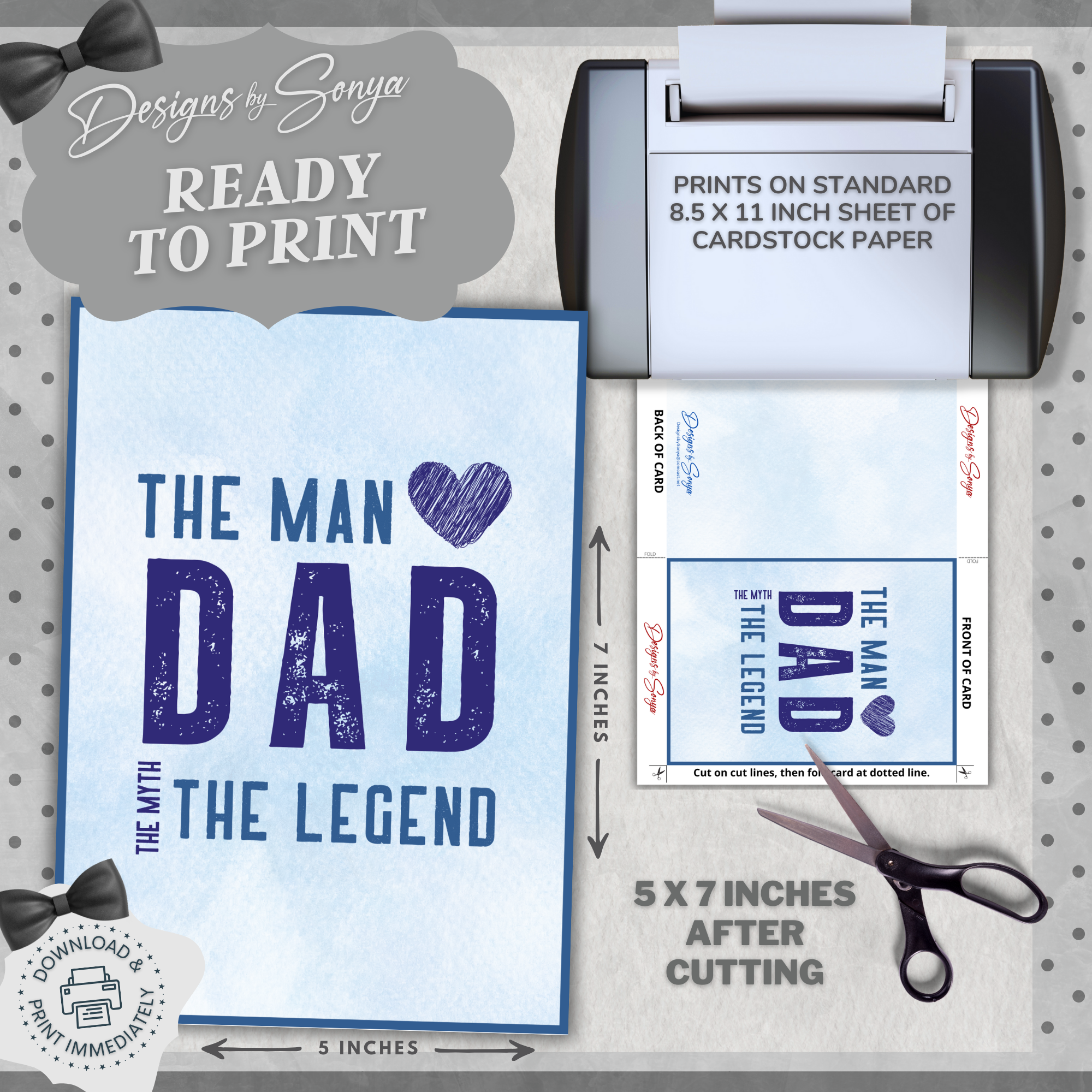 Father's Day | Simple | Unique | Custom Designed | Printable Greeting Card | Matching Message & Envelope | Instant Download | Print at Home