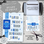 Father's Day - Gifted Patient Tough Hero Dependable Caring | Custom Designed | Printable Greeting Card | Matching Envelope Included | Instant Download | Print at Home