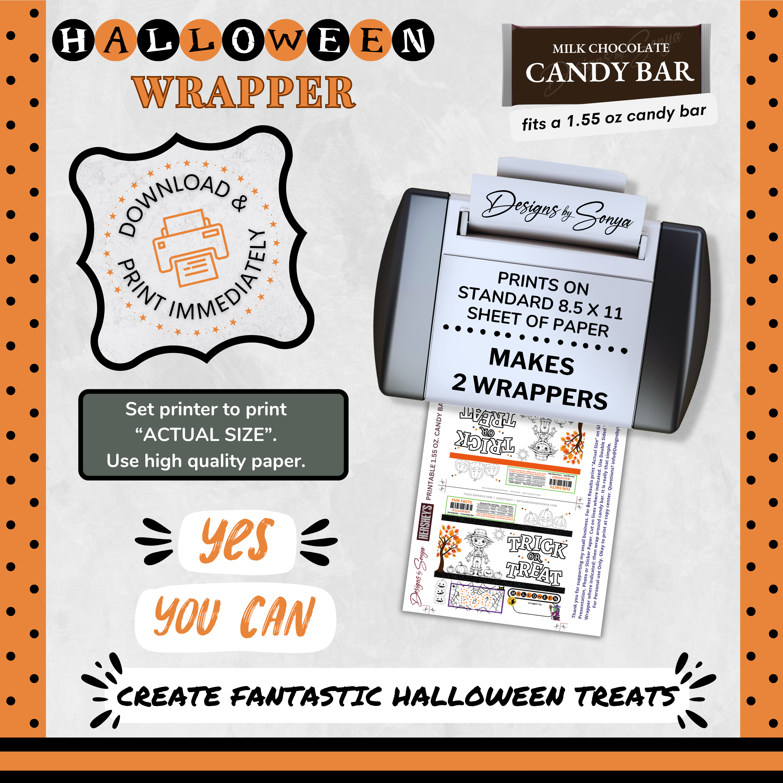 Classroom Activity for Teachers | Halloween Digital Coloring Candy Bar Wrapper | Instant Download Printable for Trick-or-Treat Party Favors