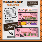 Sweeter Than Candy Halloween Chocolate Bar Wrapper | Cute Ghost & Spider Web Design | Printable Party Favor for Kids and Adults