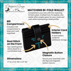 Montana West Whipstitch Concealed Carry Tote with Matching Bi-Fold Wallet | MW1124-H8120SW | Black with Turquoise