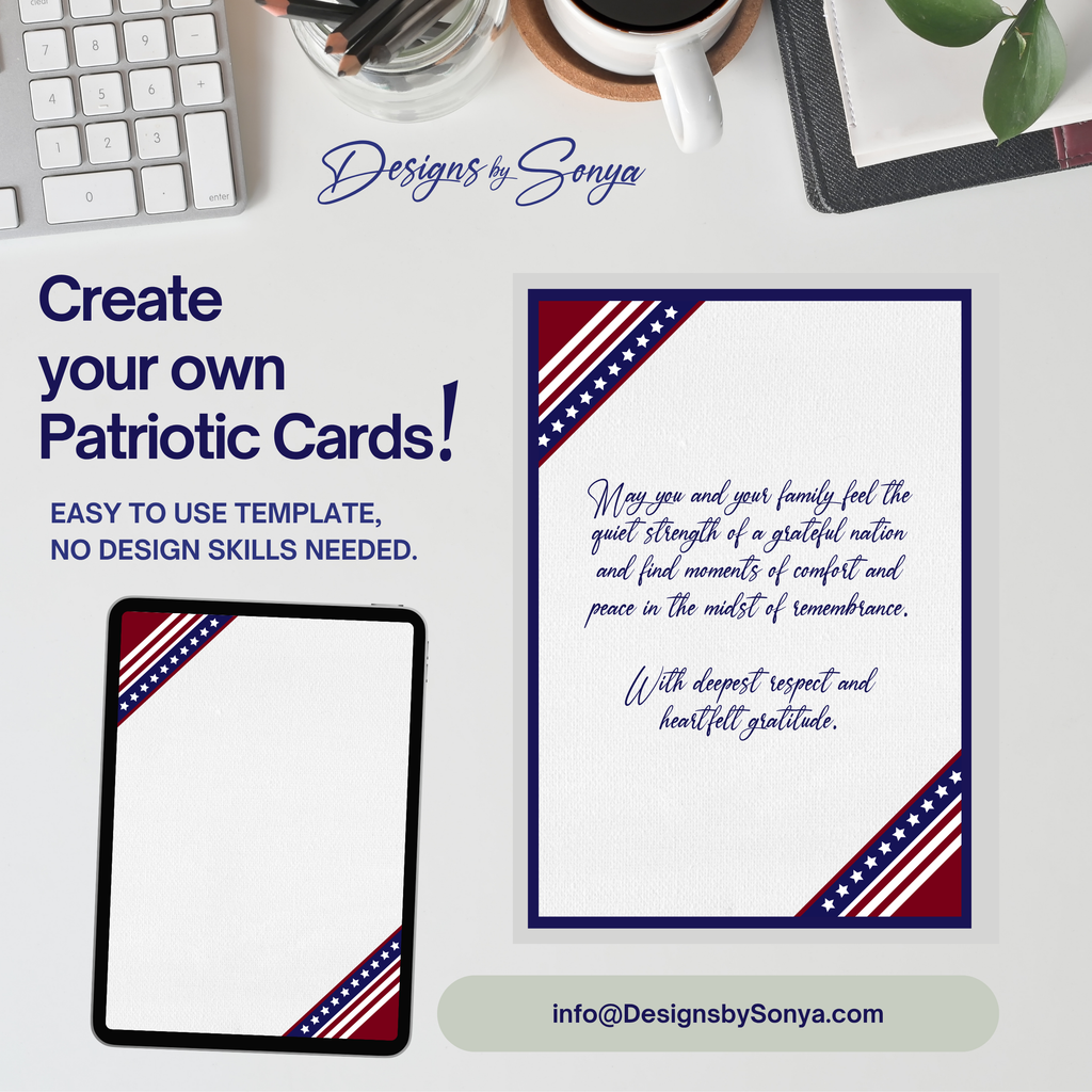 Gold Star Day Patriotic Greeting Card, Military Sympathy Card, 5x7 Memorial Day Card, Instant Download Printable Hero Tribute Card