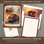 Printable Firefighter Thank You Card | A2 Fire Truck Appreciation Card | Fire Department & First Responder Card