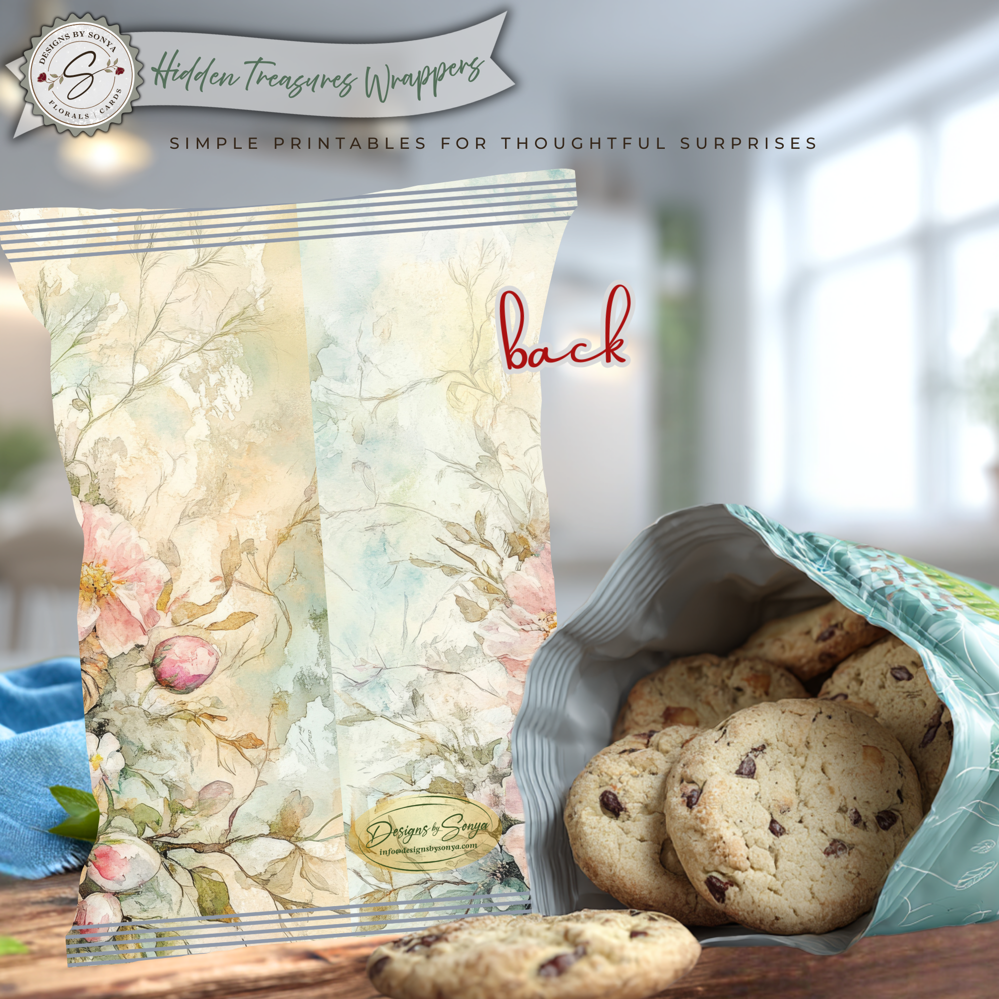 Easter Basket Chip Bag Wrapper Printable – Watercolor Eggs Floral Treat Bag – DIY Spring Easter Basket Party Favor – Snack Wrapper