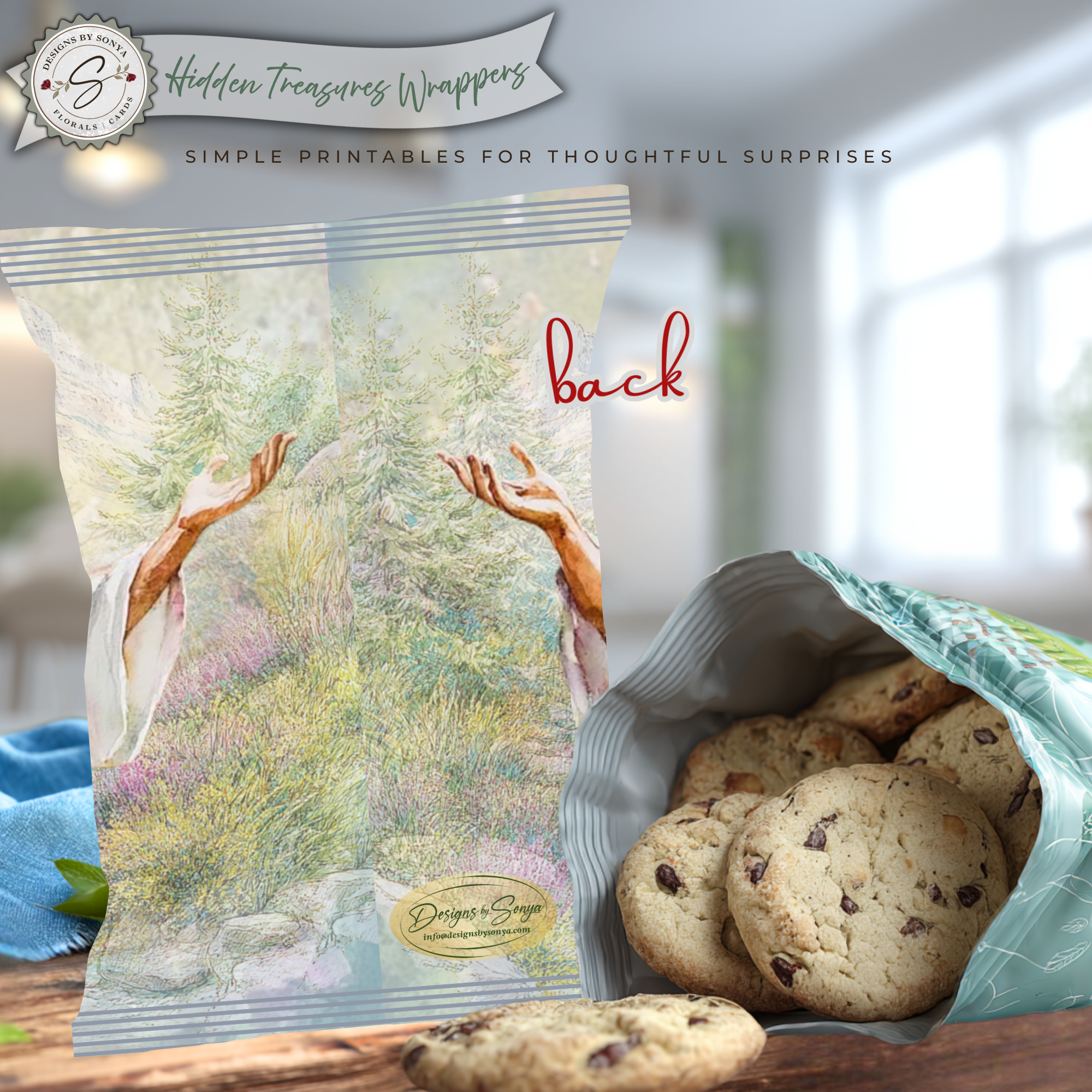 Risen Jesus Printable Chip Bag Wrapper – Christian Easter Basket Treat, Faith Gift Party Favor, Religious Snack Wrap