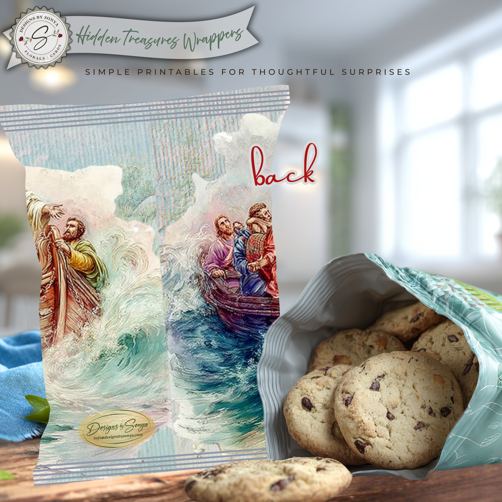 Jesus Teaching from the Boat Printable Chip Bag Wrapper – Christian Easter Basket Treat, Faith Gift, Religious Church Party Favor