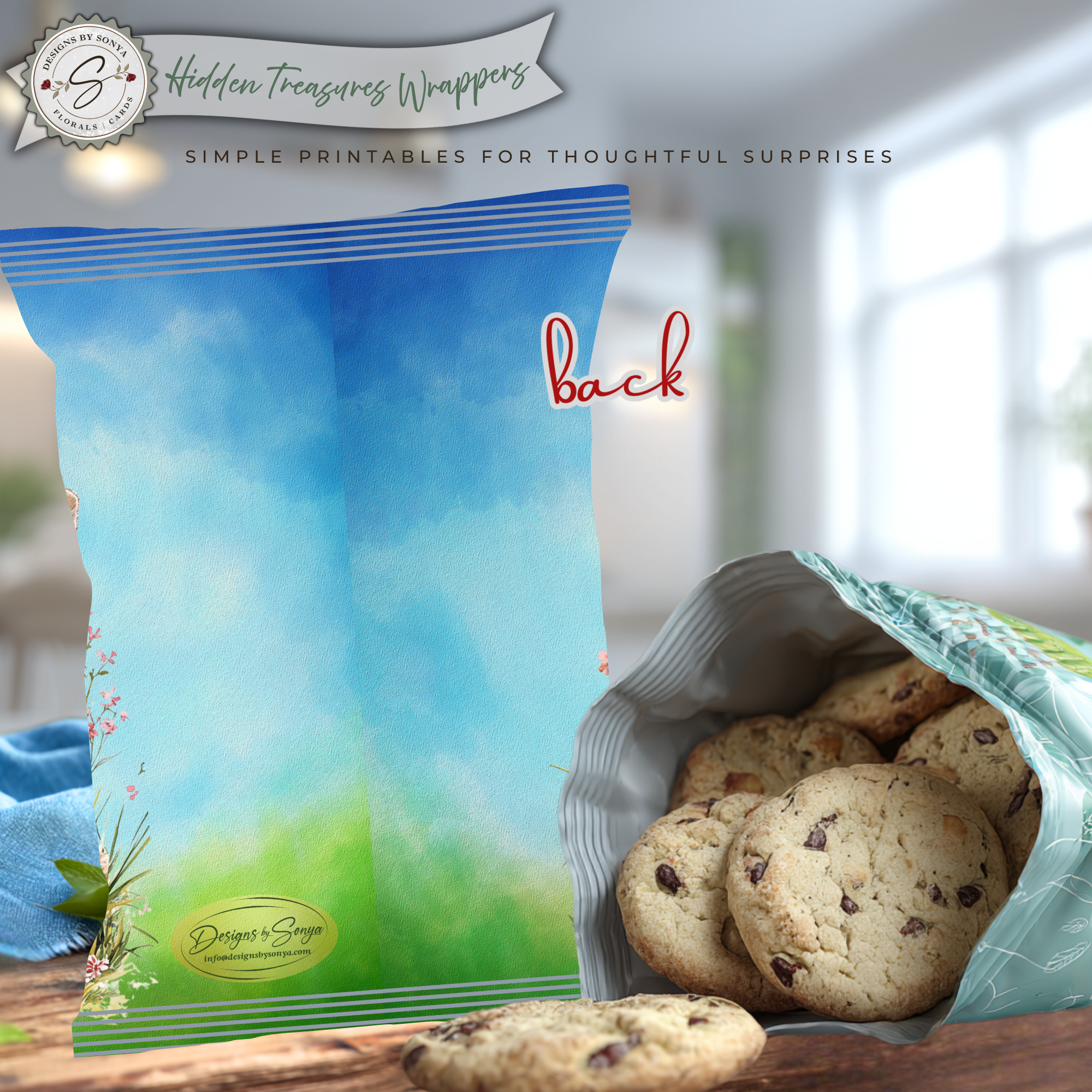 Easter Bunny Chip Bag Wrapper Printable, Rabbit Watercolor DIY Basket Gift, Classroom Party Favor, Teacher & Kids Easter Treat