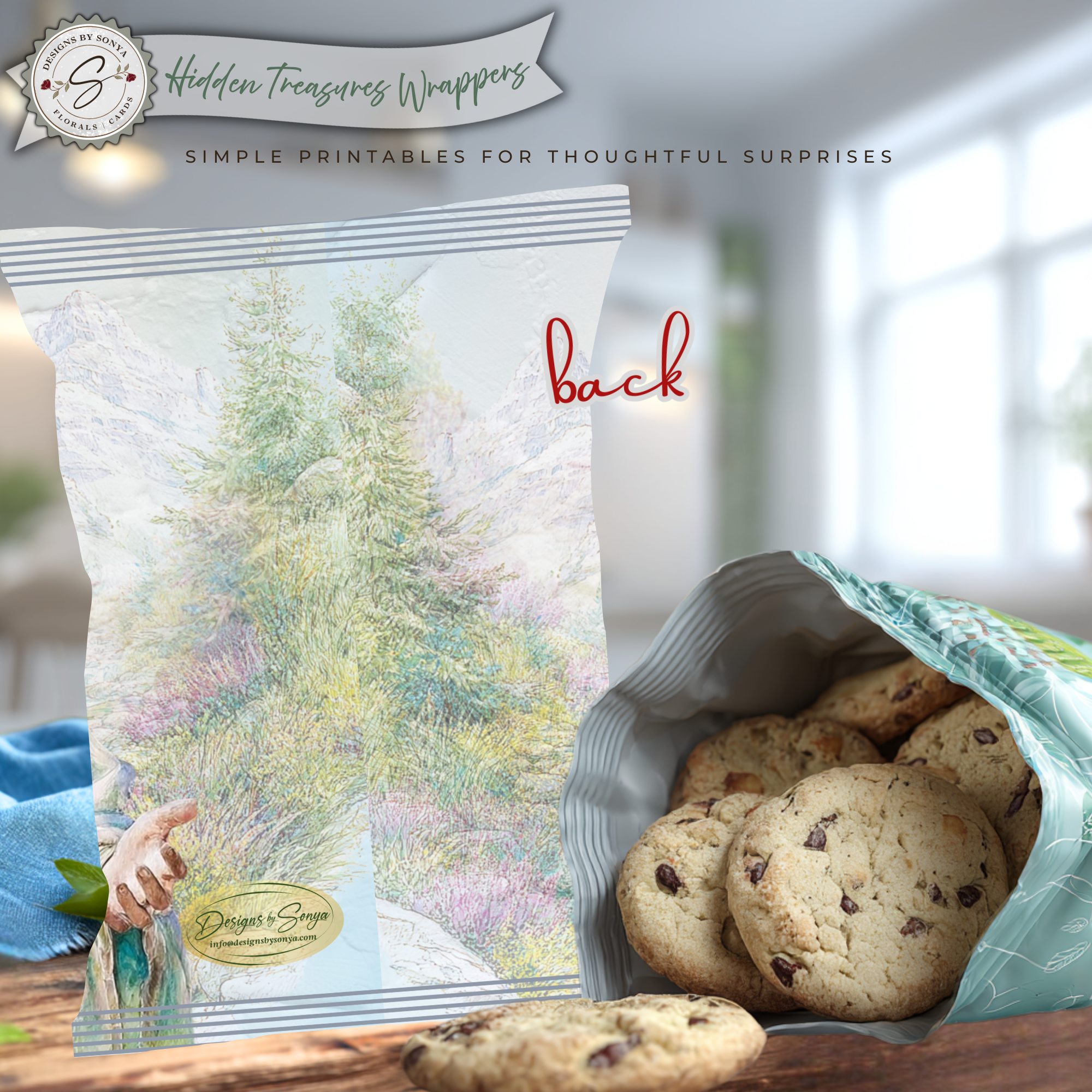 Floral Crown Jesus Printable Chip Bag Wrapper – Christian Easter Treat Bag, Faith Gift Favor, Religious Party Snack Wrapper