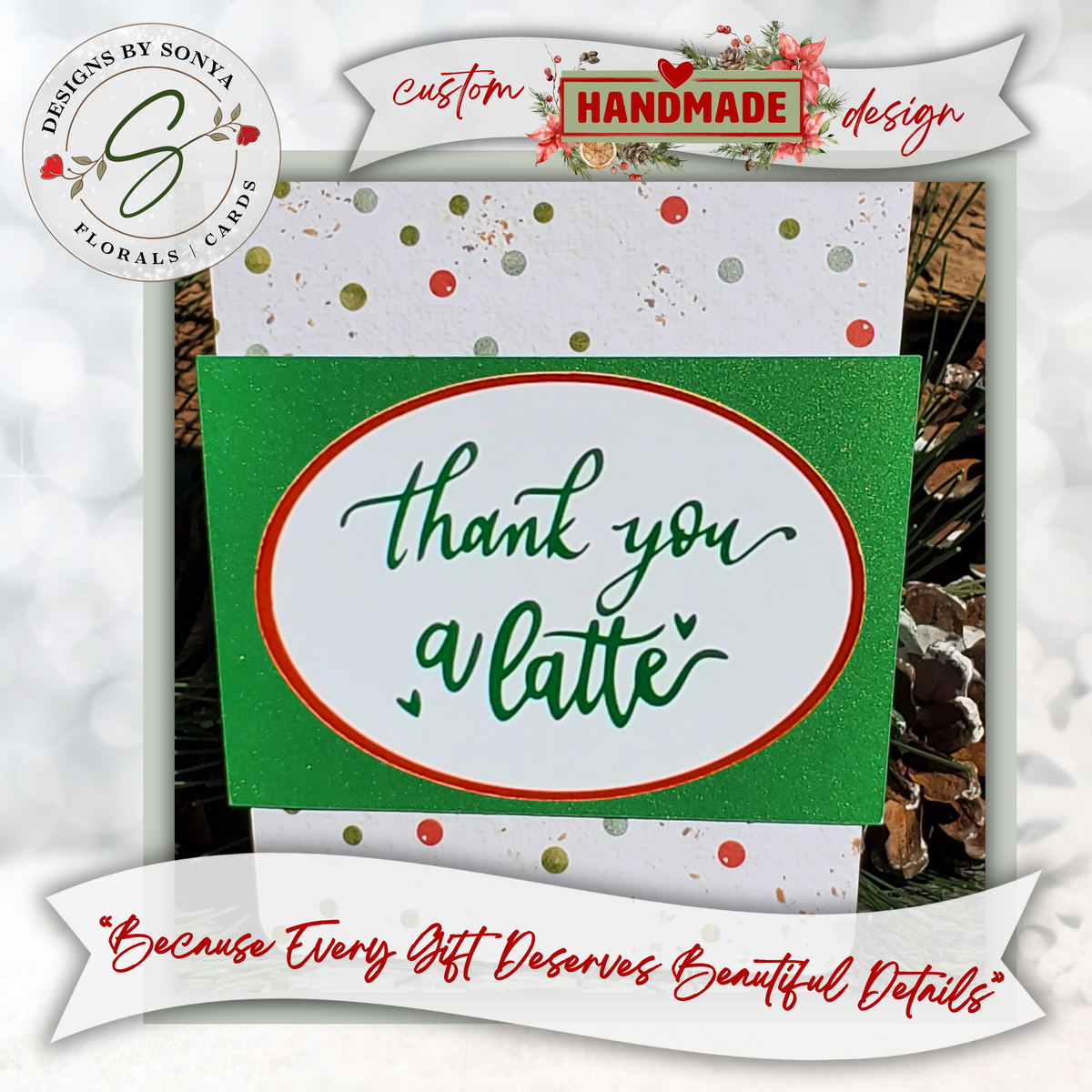Thank You a Latte Coffee Gift Card Holder, Handmade Coffee Lover Gift Card | Limited Edition