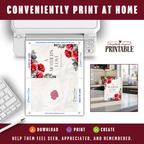 Printable Birthday Card for Mom | Elegant Red Rose Floral Greeting Card | A Mother's Love | A7 5x7 PDF