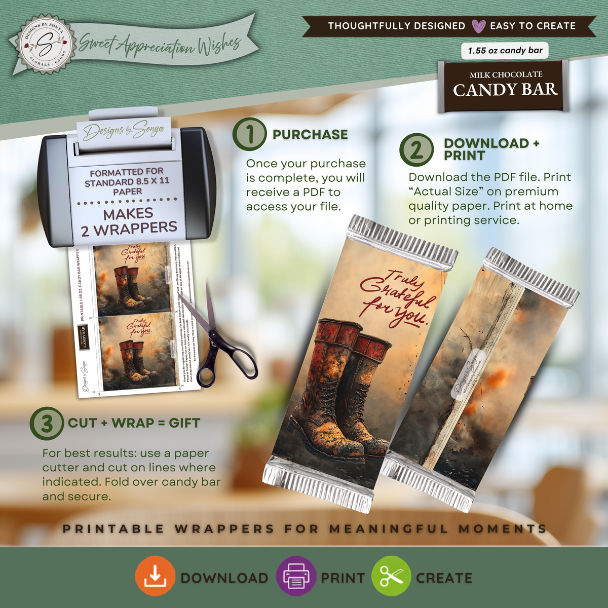 Truly Grateful for You Firefighter Candy Bar Wrapper | Printable Firefighter Appreciation Gift