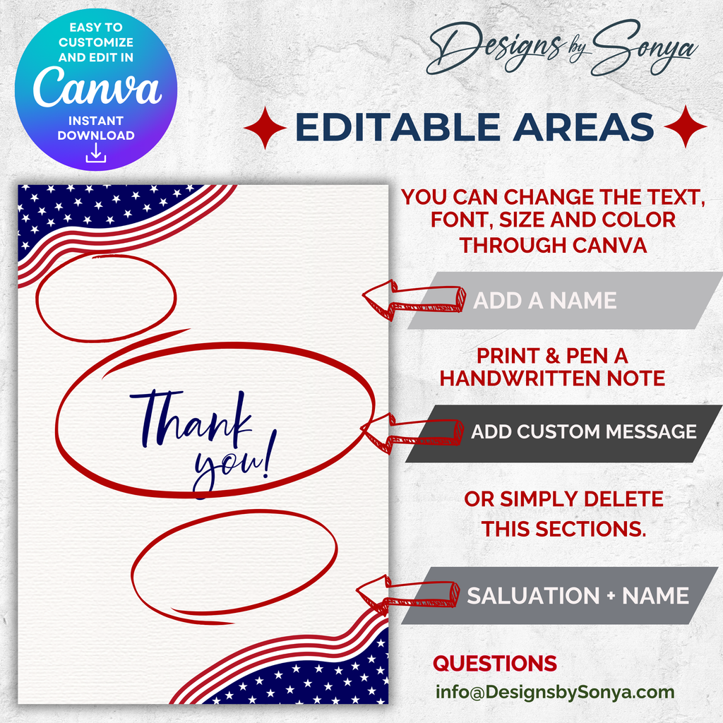 Editable Areas Example 1
Card interior with editable text bubbles showing areas to add name, custom message, or salutation in Canva.