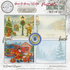 Printable Firefighter Santa Christmas Card Set of 12, A2 Cards (5.5”x4.25”), First Responder Holiday Greetings, Fire Station Watercolor Art