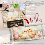 Baby Chick Easter Candy Bar Wrapper Printable – Watercolor Spring Happy Easter Chocolate Sleeve – Classroom, Church Treat Favor