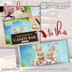 Watercolor Bunny Easter Candy Bar Wrapper Printable – Nest & Speckled Eggs Chocolate Wrap for 1.55 oz Bars – Spring Party Favor - Easter Basket Treat