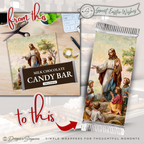 Jesus with Children Easter Candy Bar Wrapper Printable – Faith Based Chocolate Wrap for 1.55 oz Bars – Religious Spring Party Favor - Easter Basket