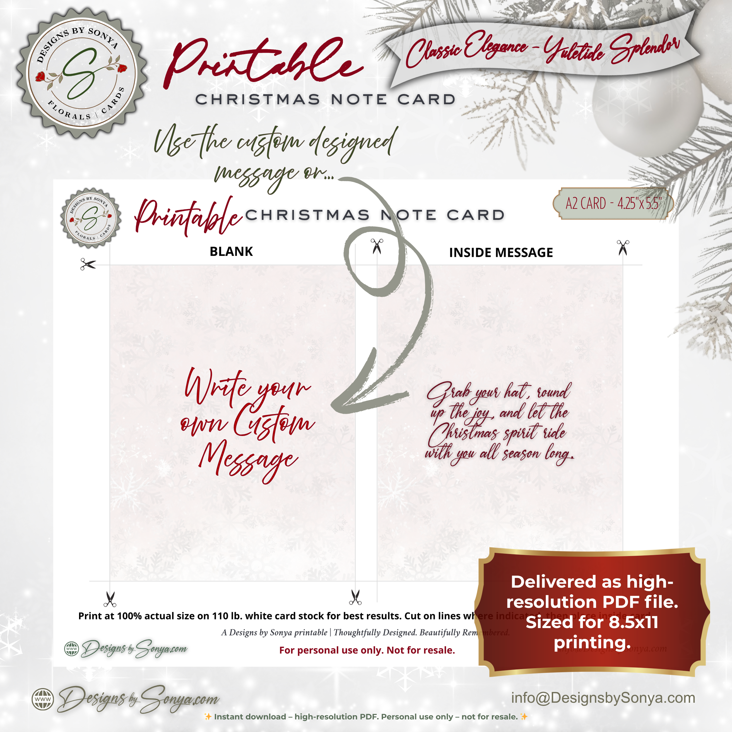 Merry Christmas Y’all Card | Vintage Cowboy Hat Printable | Rustic Holiday Greeting | A2 (4.25"x5.5")  Folded Note Card | Instant Digital Download