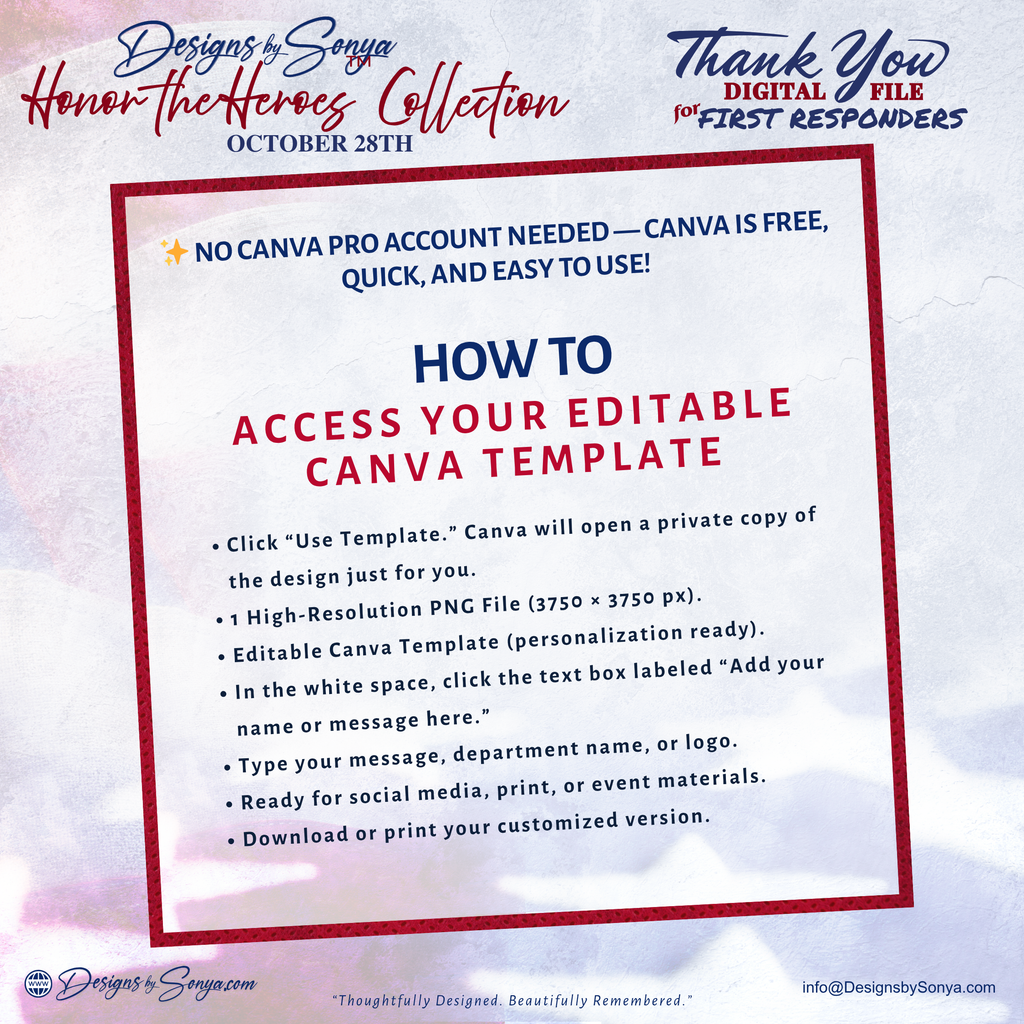 First Responder Real-Life Hero Digital Download | Editable Canva Template | Honor the Heroes Collection | Thank You Printable Gift