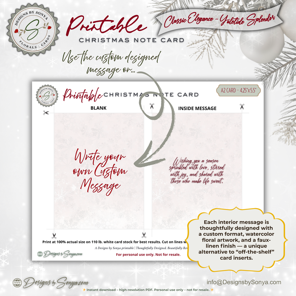 Flavor of the Season Printable Card • A2 (4.25" x 5.5") Folded Holiday Greeting Note Card • Cozy Cinnamon & Berry Design • Christmas Stationery