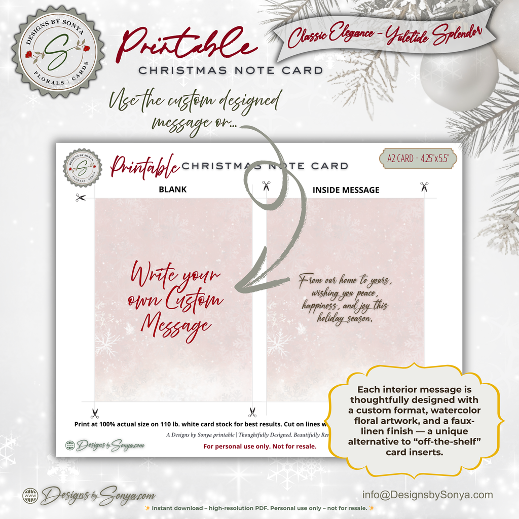 Home for the Holidays Christmas Printable Card • A2 (4.25" x 5.5") Folded Holiday Greeting Note Card • Vintage Design • Christmas Stationery