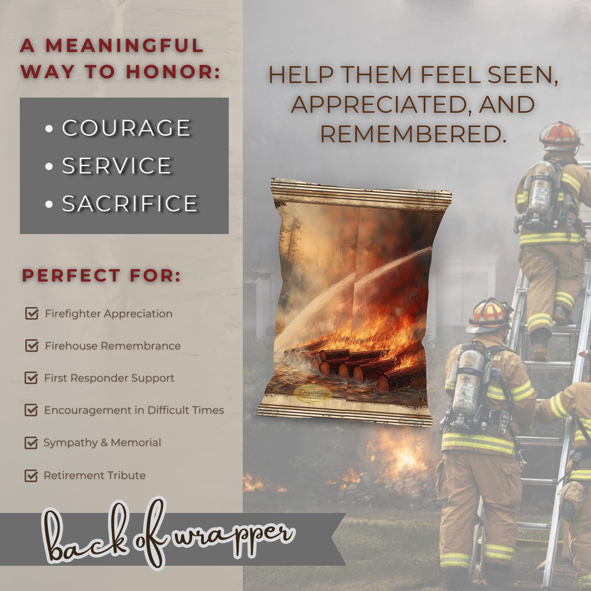 Firefighter Appreciation Printable Treat Wrapper | Truly Grateful for You | Wildfire Firefighter Thank You Gift | Hidden Treasures