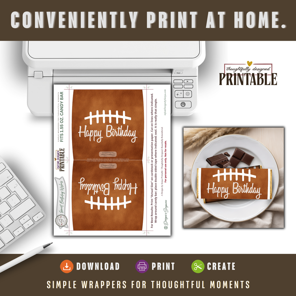 Football Birthday Candy Bar Wrapper Printable | 1.55 oz Chocolate Bar