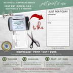 Just for Today Jotter Card Printable – 3x5 Daily Focus & Notes Card – Minimal Task List for Intentional Planning & Simple Living