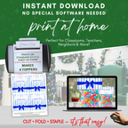 Print at Home Overview
Print-at-home preview showing four toppers per 8.5x11 page, no special software needed; great for classrooms, teachers, neighbors, and more.