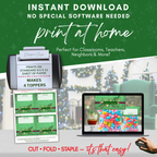 Print at Home Overview
How-to graphic showing four toppers per standard 8.5x11 page; no special software needed; perfect for classrooms, teachers, and holiday events.