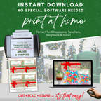 Print at Home Display
Instant download graphic showing 4 toppers per 8.5x11” sheet, printer and laptop mockup with topper artwork, highlighting simple DIY printing.