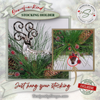 Reindeer Stocking Holder Hook Closeup
Zoomed-in image of the hidden metal hook beneath the floral arrangement. Secure and functional design for holding Christmas stockings.