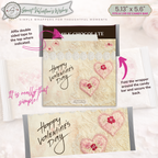 Valentine Candy Bar Wrapper Printable - Vintage Lace Heart Floral Chocolate Wrapper for 1.55 oz Candy Bar – Classroom Valentine Gift Idea
