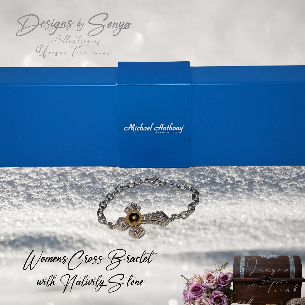 Rare | Nativity Stone Cross | Stainless Steel Bracelet | Certificate of Authenticity | New in Box | Mother's Day Gift | Limited Edition