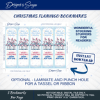 Printable Christmas Bookmarks | Pink Flamingo Holiday Bookmarks | Classroom Gifts, Teacher Gifts & Stocking Stuffers | 2 x 7 PDF